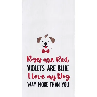 C & F Home C&f Home I Love My Dog Embroidered Cotton Flour Sack Kitchen Dishtowel In White
