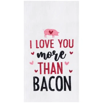 C & F Home C&f Home "i Love You More Than Bacon" Piggy 100% Cotton Flour Sack Valentine's Day Dishtowel In Multi