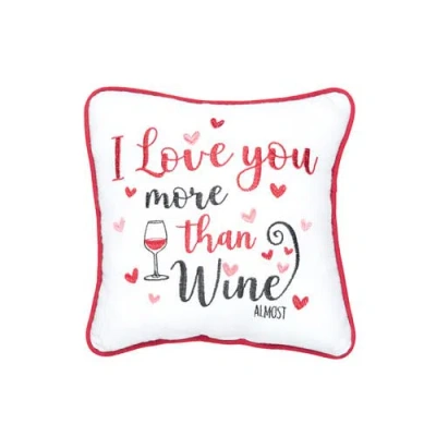 C & F Home C&f Home "i Love You More Than" Hearts Valentine's Day Cotton Blend Mini Accent Pillow 10" X 10" In White