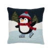 C & F Home C&f Home Ice Skating Penguin Christmas Throw Pillow, 18" X 18" In Multi