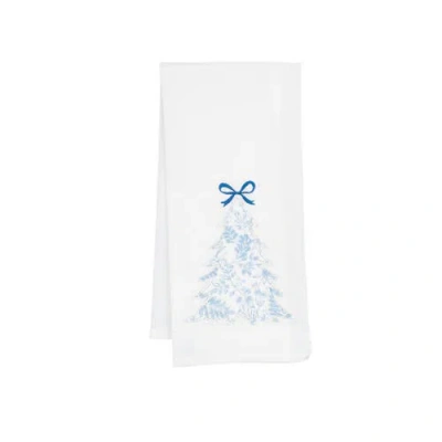 C & F Home C&f Home Icy Botanical Christmas Tree With Ribbon Towel In Blue