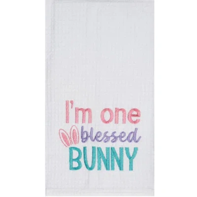 C & F Home C&f Home "i'm One Blessed Bunny" Easter Rabbit Embroidered Cotton Waffle Weave Kitchen Dishtowel In Multi