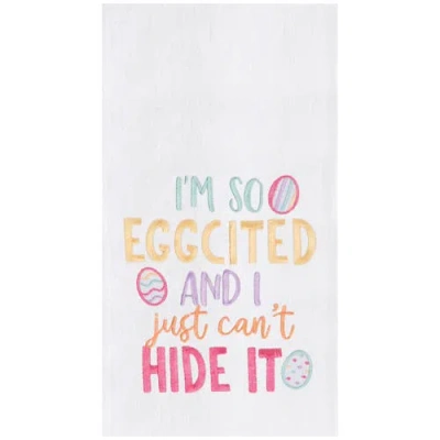 C & F Home C&f Home "i'm So Eggcited" Easter Spring Embroidered Cotton Flour Sack Kitchen Dishtowel In Multi