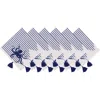 C & F Home C&f Home Indigo Octopus Stripes And Tassels Machine Washable Napkins Set Of 6 In Blue