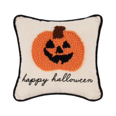 C & F Home C&f Home Jack O' Lantern "happy Halloween" 8" X 8" Petite Accent Pillow In Orange