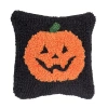 C & F Home C&f Home Jack O' Lantern Pumpkin Halloween Hooked Mini Accent Pillow 8" X 8" In Black