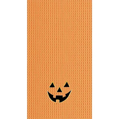 C & F Home C&f Home Jack O' Lantern Pumpkin Halloween Waffle Weave Cotton Kitchen Towel In Orange