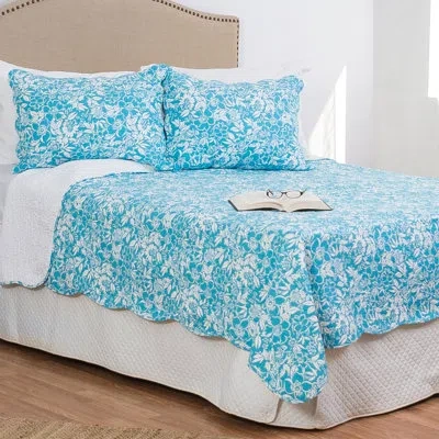 C & F Home Jamaican Breeze Reversible Quilt Set In Blue