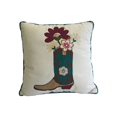 C & F Home Jazz Boot Needlepoint Pillow In White