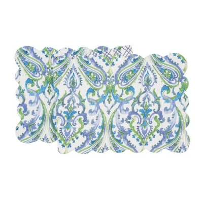 C & F Home C&f Home Juliet Quilted Reversible Bright Paisley Table Runner 14" X 51" In Blue