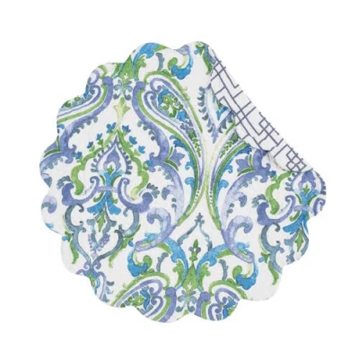 C & F Home C&f Home Juliet Round Quilted Reversible Bright Paisley Placemats Set Of 6, 17" In Blue