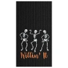 C & F Home C&f Home Killin' It Skeleton Halloween Embroidered Waffle Weave Cotton Kitchen Towel In Black