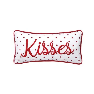 C & F Home C&f Home Kisses Dot Mini Embroidered Red Valentine's Day Accent Pillow 6" X 12"