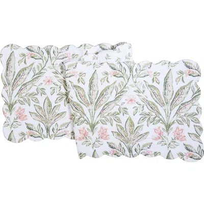 C & F Home C&f Home Lana Palms Reversible Graphic Print Machine Washable Table Quilted Runner 14" X 51" In Green
