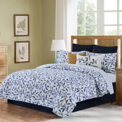 C & F Home C&f Home Laurelwood Flowers Cotton Blend Quilt Set In Blue