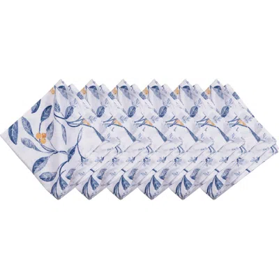 C & F Home C&f Home Laurelwood Leaf Botanical Vines Set Of 6 Cloth Napkins In Blue