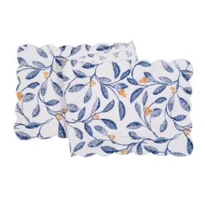 C & F Home C&f Home Laurelwood Vine And Berries Quilted Table Runner 14" X 51" In Blue