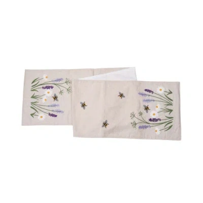 C & F Home C&f Home Lavender & Bee Garden Embroidered Machine Washable Table Runner 13" X 72" In Multi
