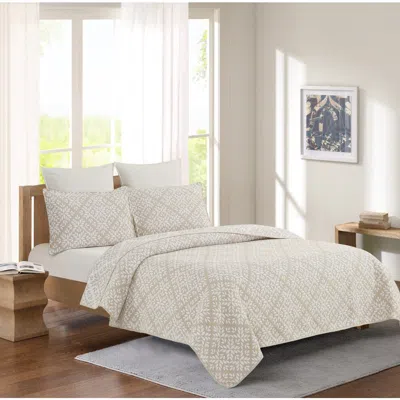 C & F Home C&f Home Leaves Jacquard Cotton Cover Quilt Set In White