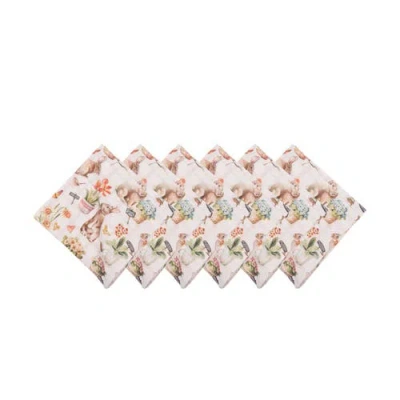 C & F Home C&f Home Little Garden Easter Rabbit Bunnies Graphic Print Set Of 6 Cloth Napkins In Multi