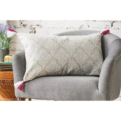 C & F Home Lottie Floral Tasseled Cotton Accent Throw Pillow Decor In Dune