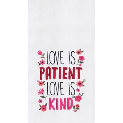 C & F Home C&f Home "love Is Patient & Kind" Flowers Embroidered 100% Cotton Flour Sack Dishtowel In Red