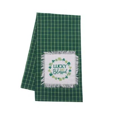 C & F Home C&f Home "lucky & Blessed" St. Patrick's Day 100% Cotton Green Plaid Handtowel