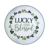 C & F Home C&f Home Lucky & Blessed Typography St. Patrick's Clover Embroidered Round Throw Pillow, 18" X 18" In Multi