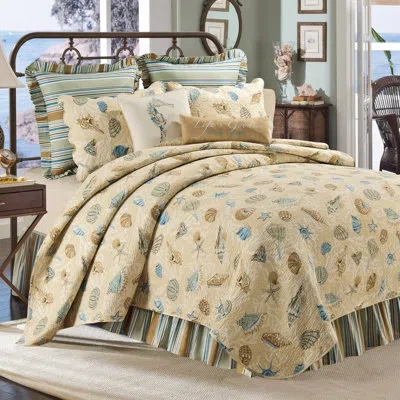 C & F Home Madeira Cotton Lightweight Reversible Quilt In Blue;brown