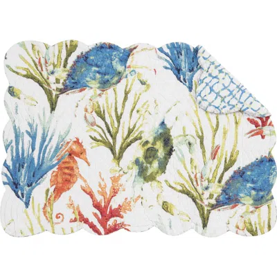 C & F Home C&f Home Marino Quilted Reversible Colorful Coastal Placemats Set Of 6 In Blue