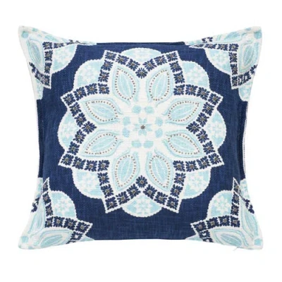 C & F Home C&f Home Mary Geometric Medallion Cotton Decorative Throw Pillow In Blue