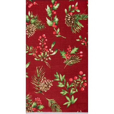 C & F Home C&f Home Maureen Berries & Pinecone Sprigs Christmas Dishtowel In Green