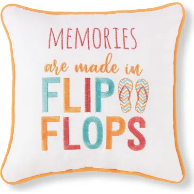 C & F Home C&f Home "memories Are Made In Flip Flops" Cotton Blend Mini Accent Pillow 10" X 10" In White
