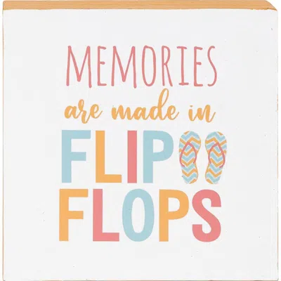 C & F Home C&f Home "memories Are Mae In Flip Flops" Single Shelf Sitter Block 4.75" In White
