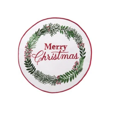 C & F Home C&f Home Merry Christmas Berry Wreath Round Pillow In White