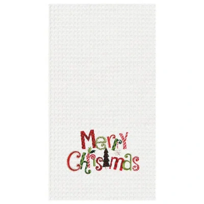 C & F Home C&f Home "merry Christmas" Cotton Waffle Weave Kitchen Dishtowel In White