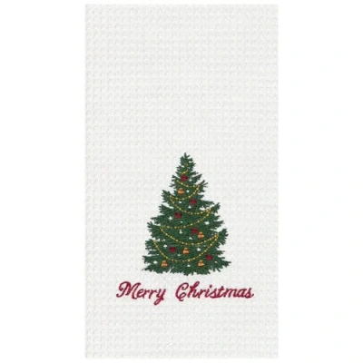 C & F Home C&f Home "merry Christmas" Embroidered Cotton Waffle Weave Kitchen Dishtowel In Multi