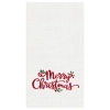C & F Home C&f Home Merry Christmas Holly Leaves Waffle Weave Cotton Kitchen Towel In White