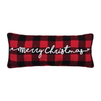 C & F Home C&f Home Merry Christmas Plaid Embroidered Accent Pillow, 9" X 22" In Red