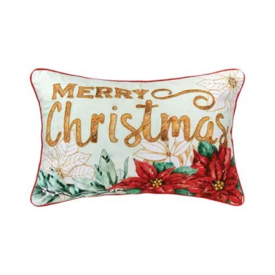 C & F Home C&f Home Merry Christmas Poinsettia Printed And Embroidered Throw Pillow, 14" X 22" In Multi