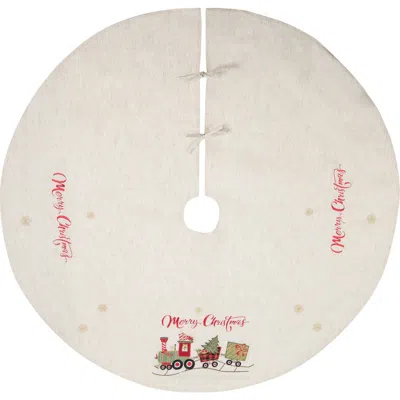 C & F Home C&f Home Merry Christmas Tree Skirt In Neutral