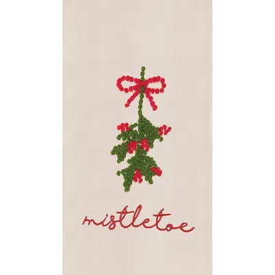 C & F Home C&f Home Mistletoe Berries French Knot Cotton Embroidered Flour Sack Kitchen Towel In White