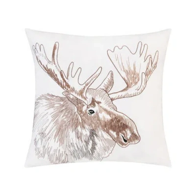 C & F Home C&f Home Moose Portrait Indoor/outdoor Embroidered Accent Throw Pillow 18" X 18" In Animal Print
