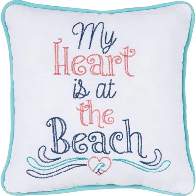 C & F Home C&f Home "my Heart Is At The Beach" Mini 100% Cotton Accent Pillow In Blue