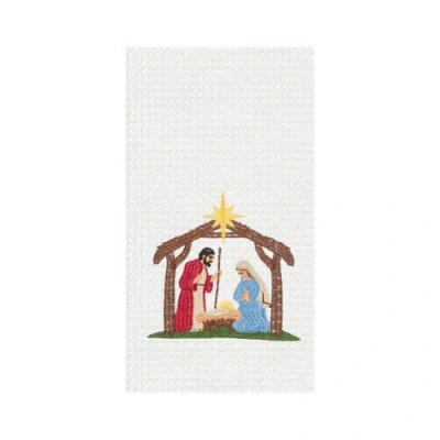 C & F Home C&f Home Nativity Scene Embroidered Cotton Waffle Weave Kitchen Dishtowel In Multi