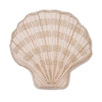 C & F Home C&f Home Natural Beaded Shell Embellished Woven Shaped Throw Pillow, 14" X 14" In Pink
