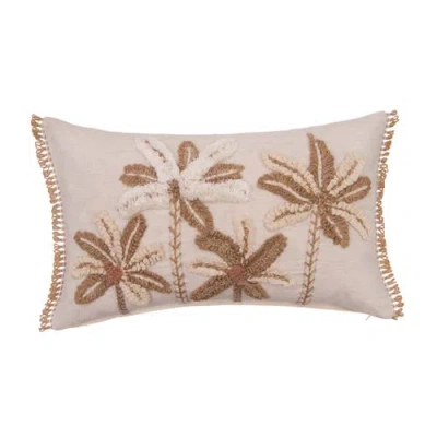 C & F Home C&f Home Natural Palms Embellished Woven Throw Pillow, 14" X 22" In Brown
