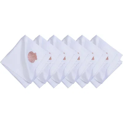C & F Home C&f Home Nature Coral Embroidered Machine Washable Napkins Set Of 6 In White