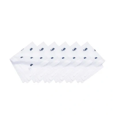 C & F Home C&f Home Navy Crab Embroidered Machine Washable Hemstitch Napkins Set Of 6 In White