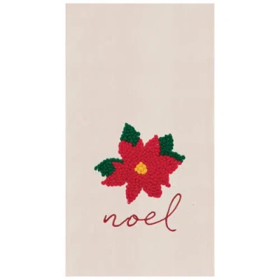 C & F Home C&f Home Noel Poinsettia Embroidered Flour Sack Cotton Kitchen Towel In Pink